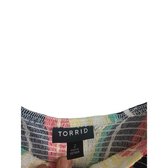 Torrid Cami Top 2 2X Striped 18/20 Smocked Sleeveless Babydoll Y2K Multicolor - Picture 4 of 8